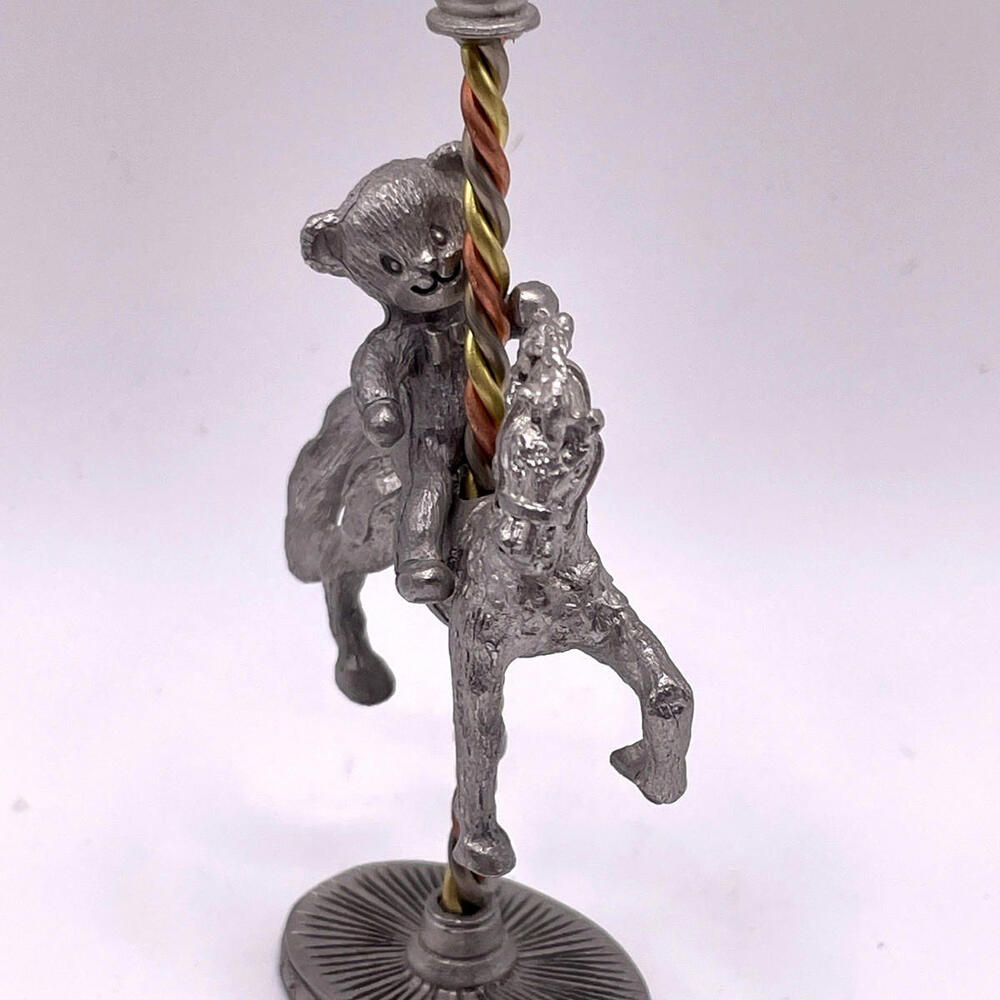 Spoontiques Teddy Bear On Carousel Horse Pewter Figurine PP690 Vintage‎ 1987 - Picture 6 of 7